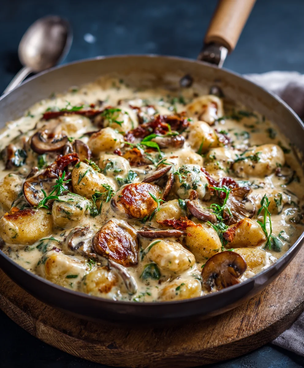 Irresistible Mushroom Gnocchi w/ Parmesan Cream Sauce