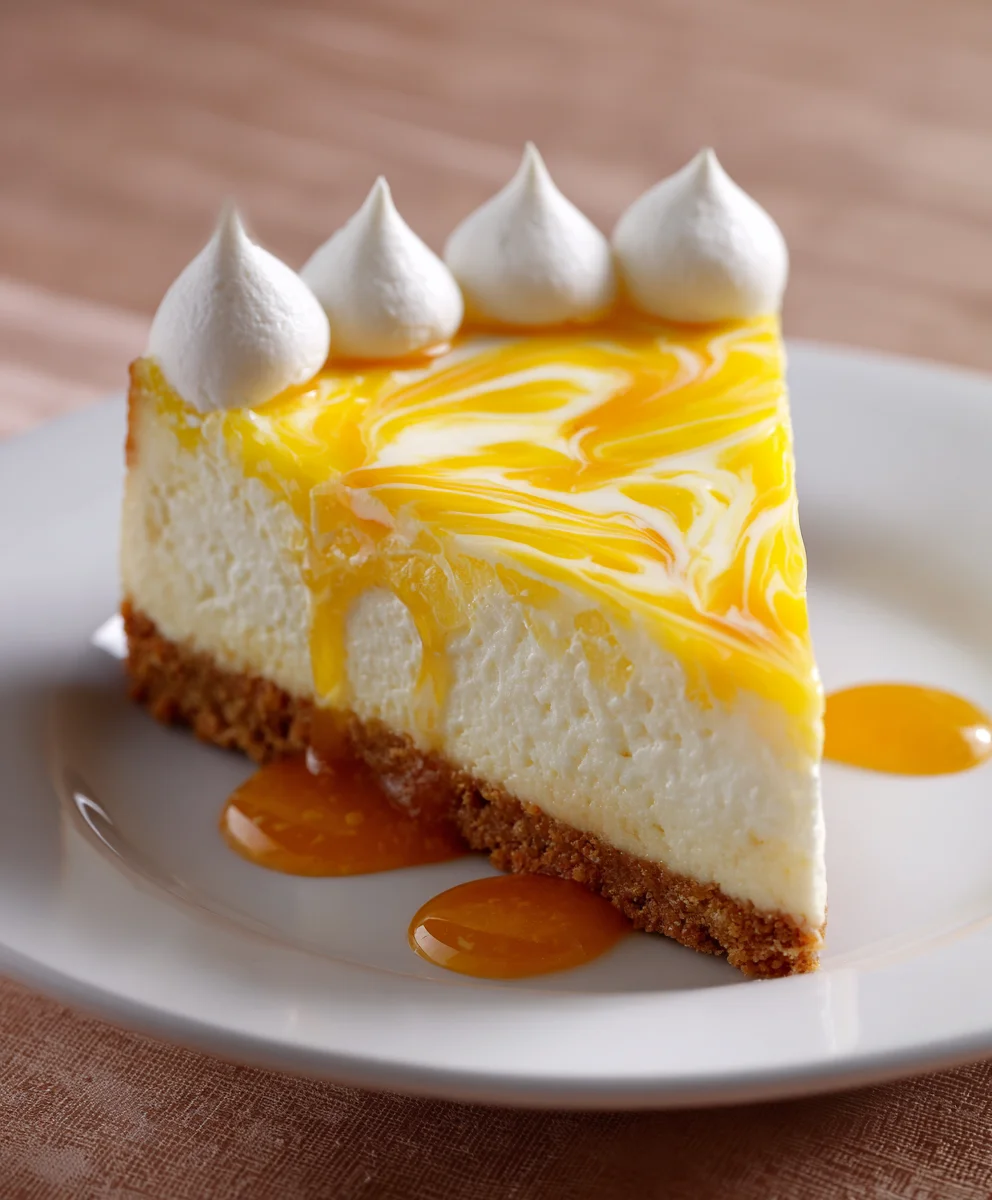 Refreshing No Bake Orange Pineapple Swirl Cheesecake
