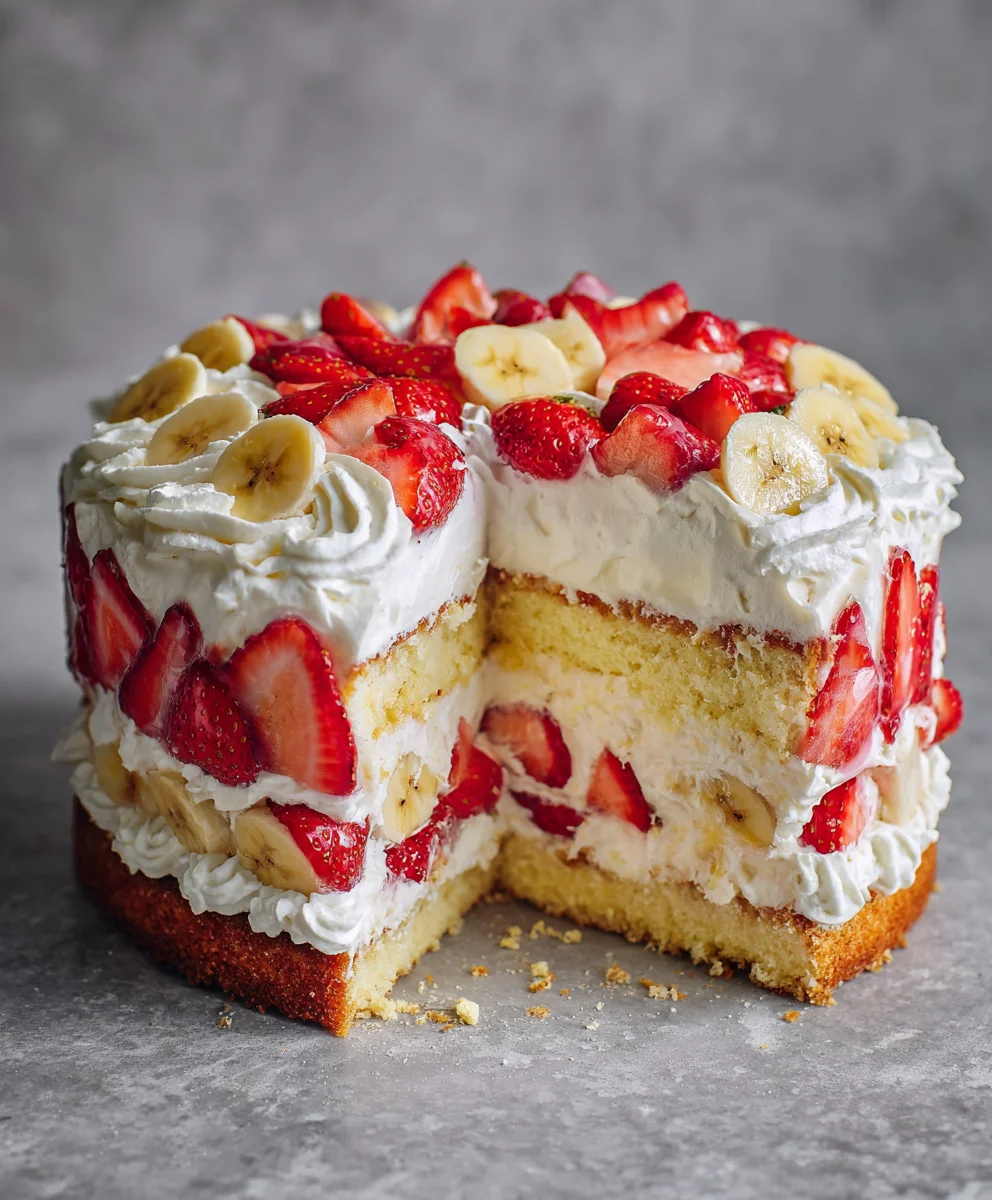 Strawberry Shortcake Banana Pudding Cake: Best of Both Worlds