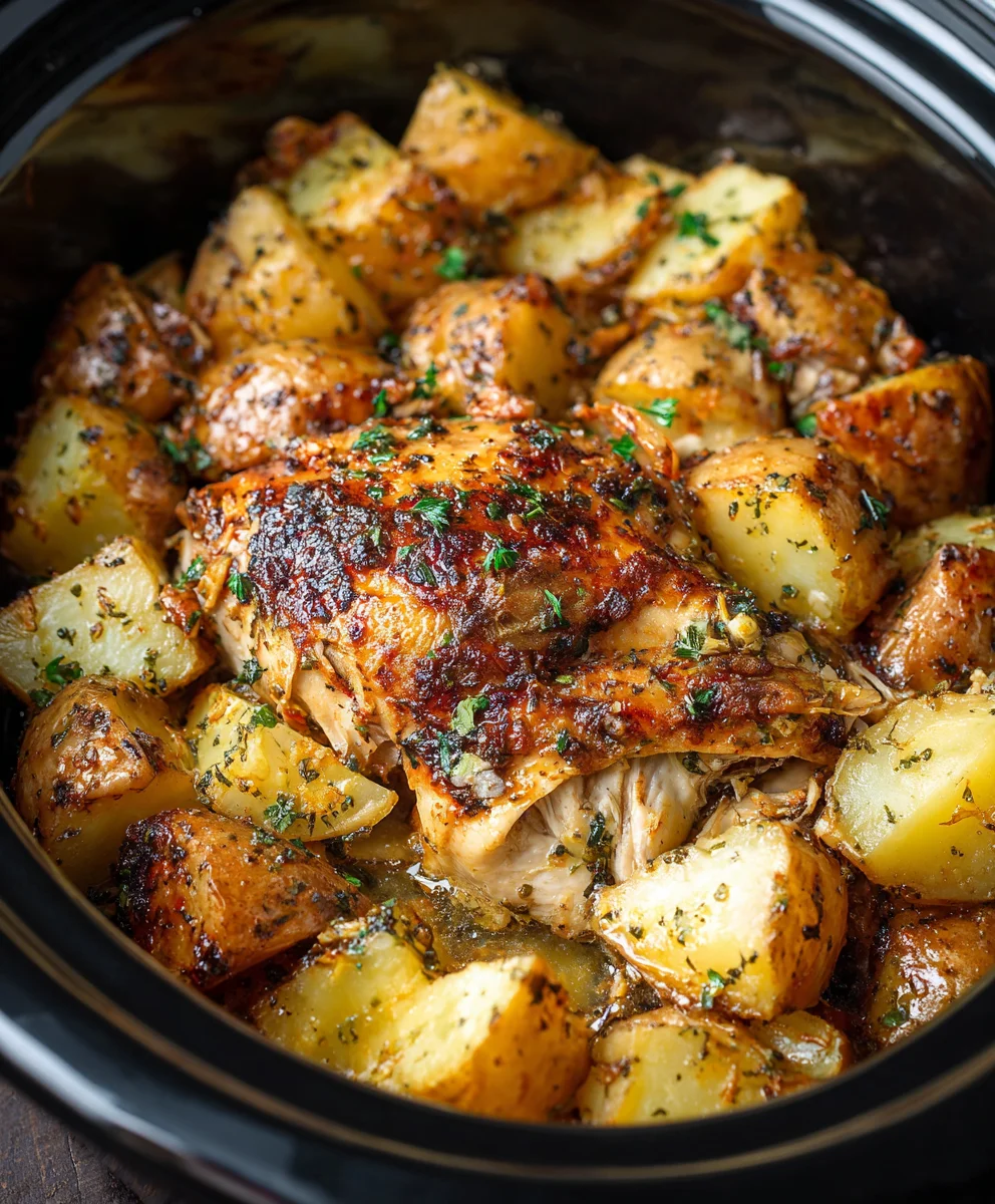 Ultimate Garlic Parmesan Crockpot Chicken & Potatoes Recipe