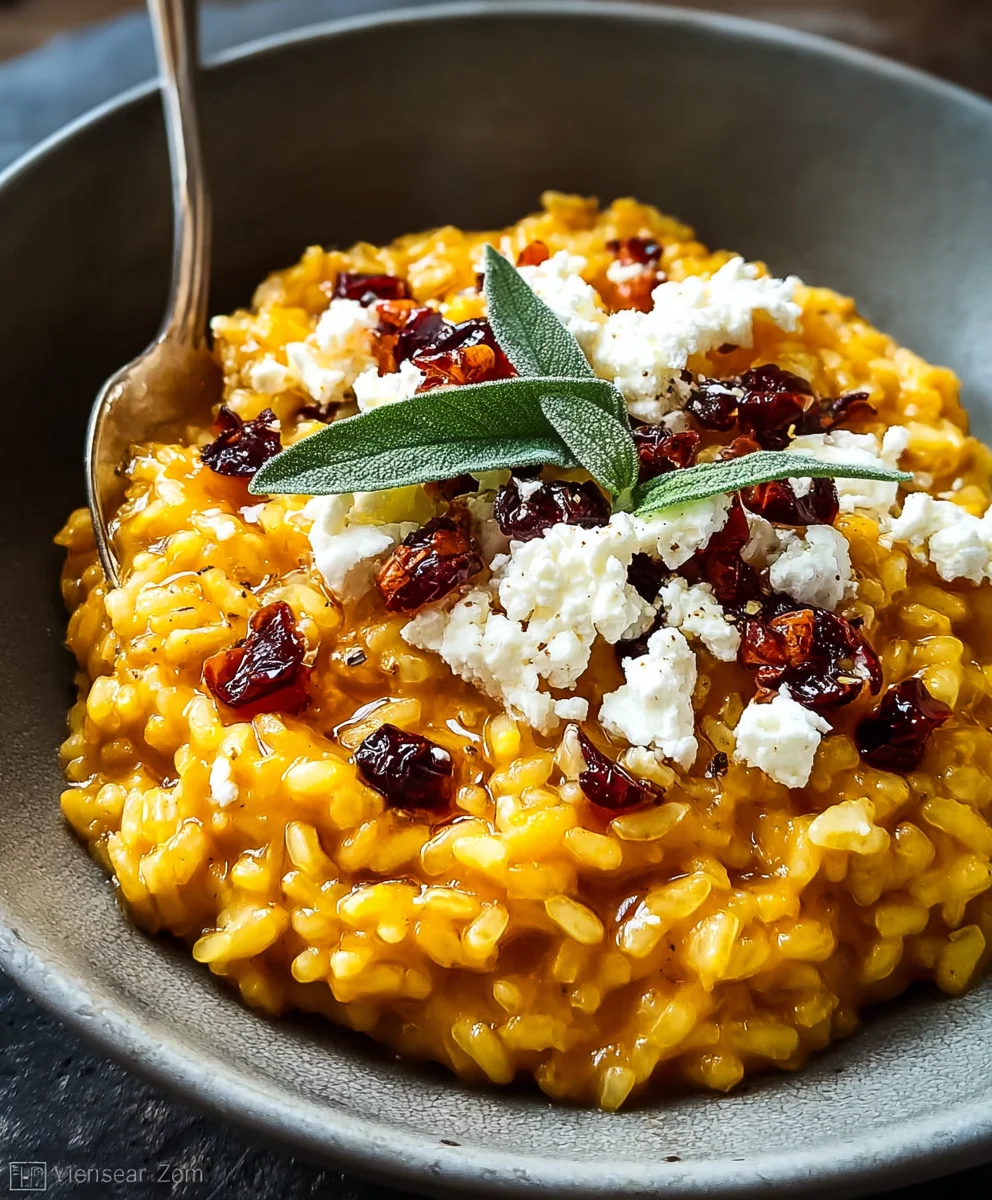 Creamy Pumpkin Risotto with Goat Cheese & Cranberries