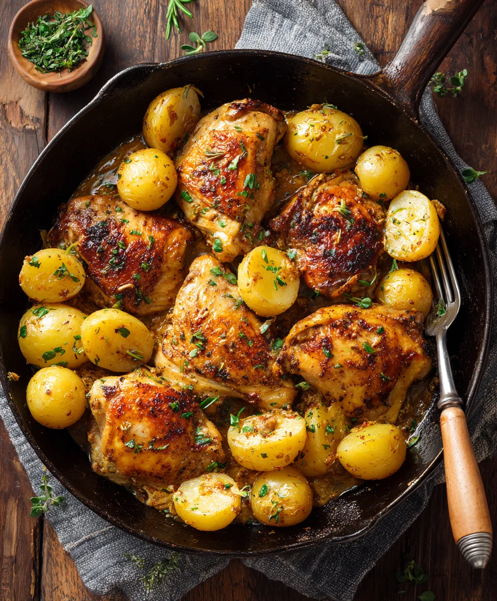 Garlic Butter Chicken & Potatoes Skillet: Easy Dinner!