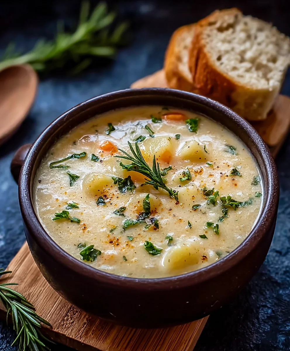 Ultimate Hearty Cheddar Garlic Herb Potato Soup Recipe