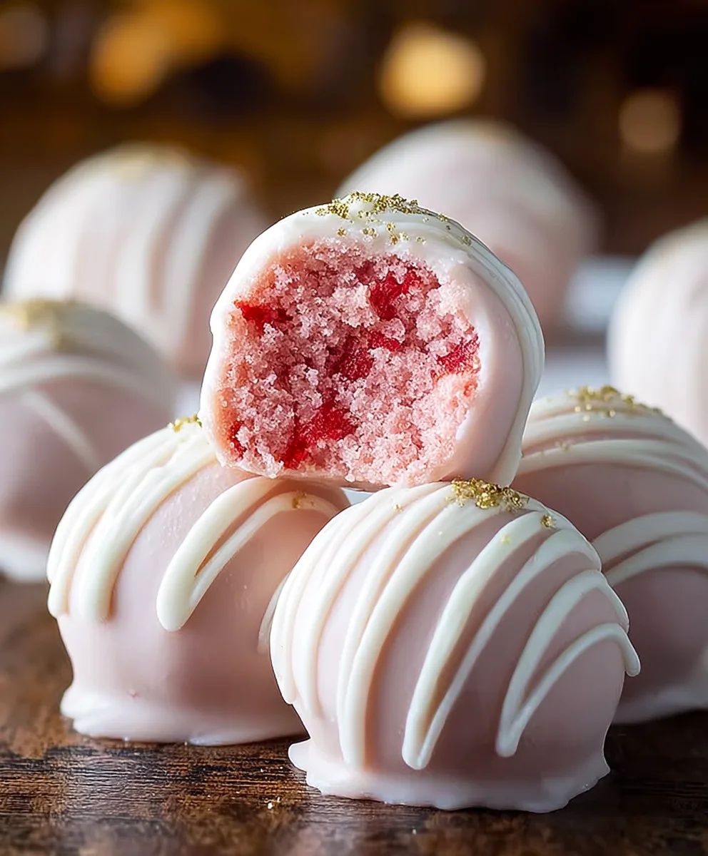 Festive Cbeef Strawberry Cake Balls: Bubbly & Sweet!