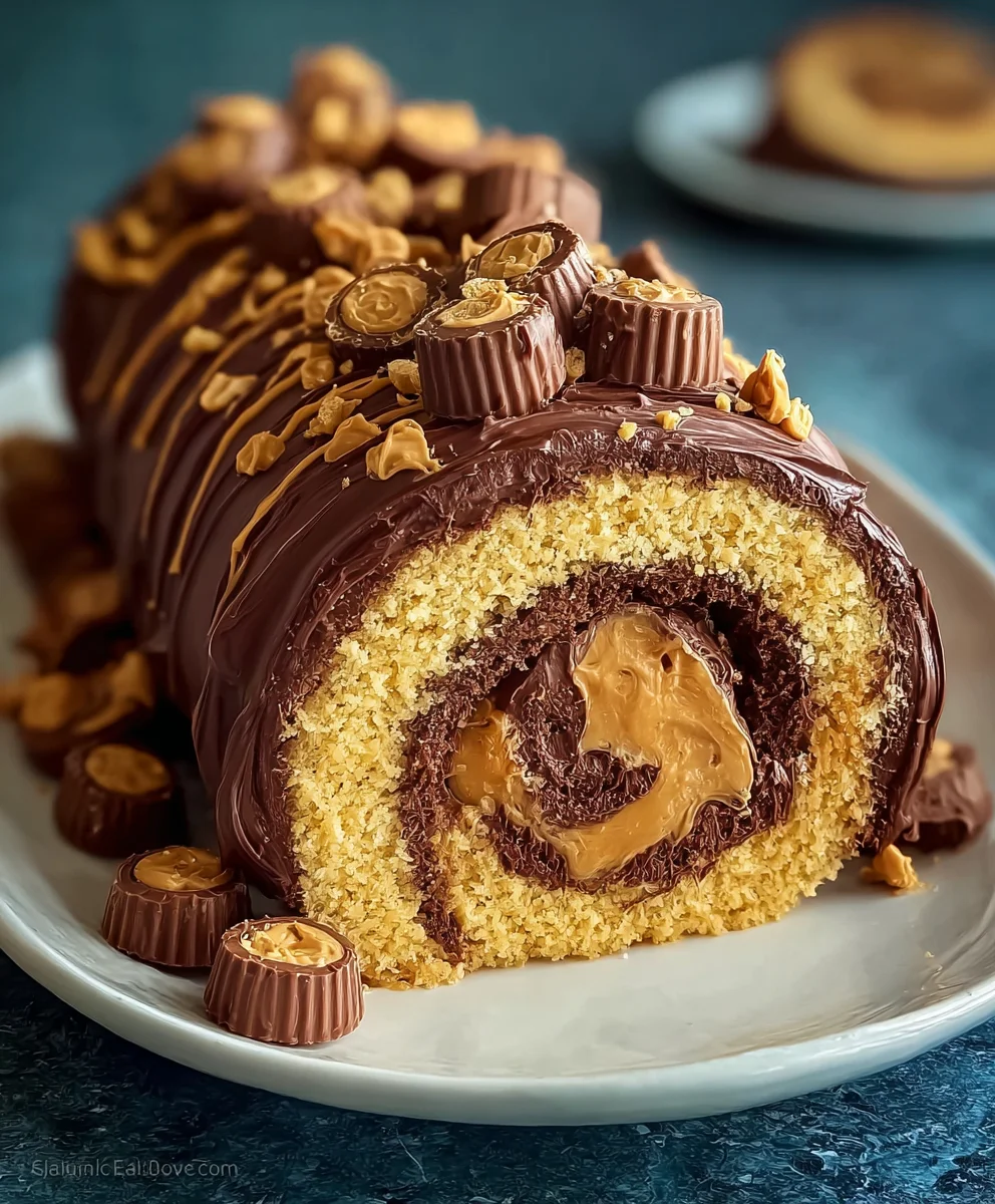 Decadent Reeses Peanut Butter Cup Roll Cake Recipe