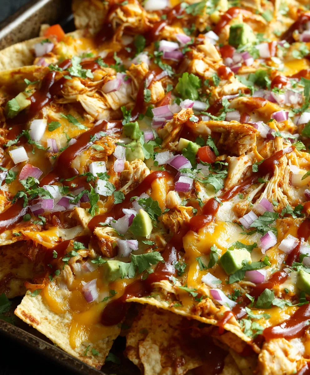 Ultimate Sheet Pan BBQ Chicken Nachos Recipe! So Easy.