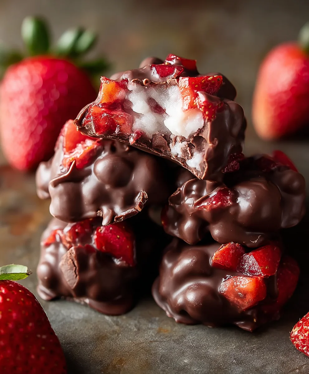 Chocolate Strawberry Yogurt Clusters - Easy Frozen Treat!