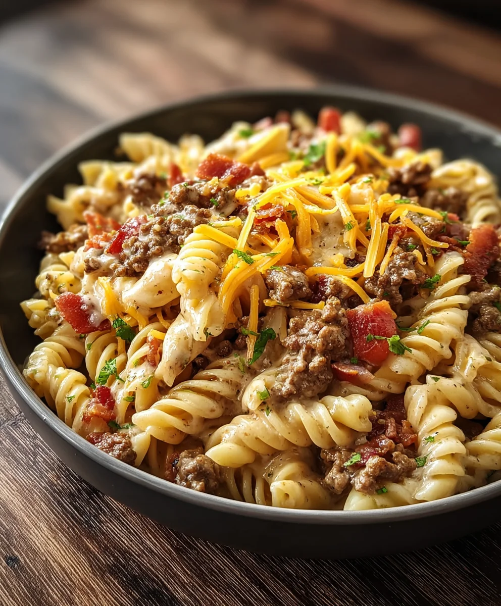 Loaded Beef Bacon Cheeseburger Pasta – Dinner Perfection!