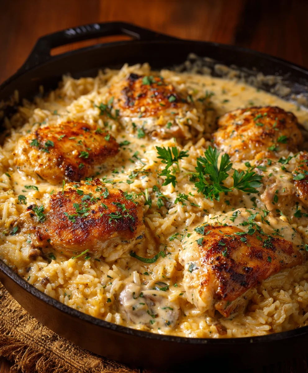 Creamy Smothered Chicken & Rice – Comfort Food Perfection