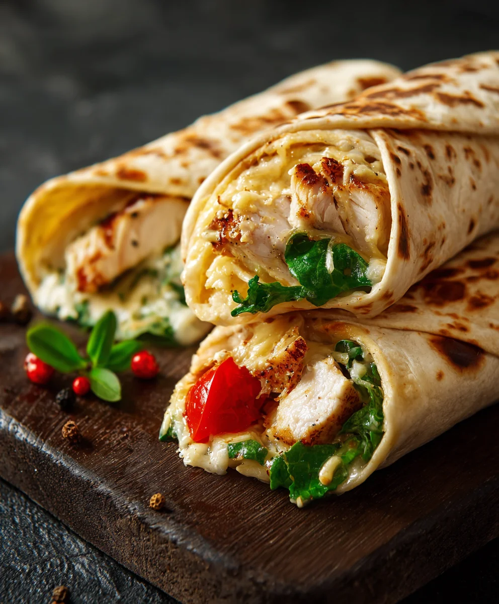 Cheesy Garlic Chicken Wraps: Quick & Flavorful Dinner!