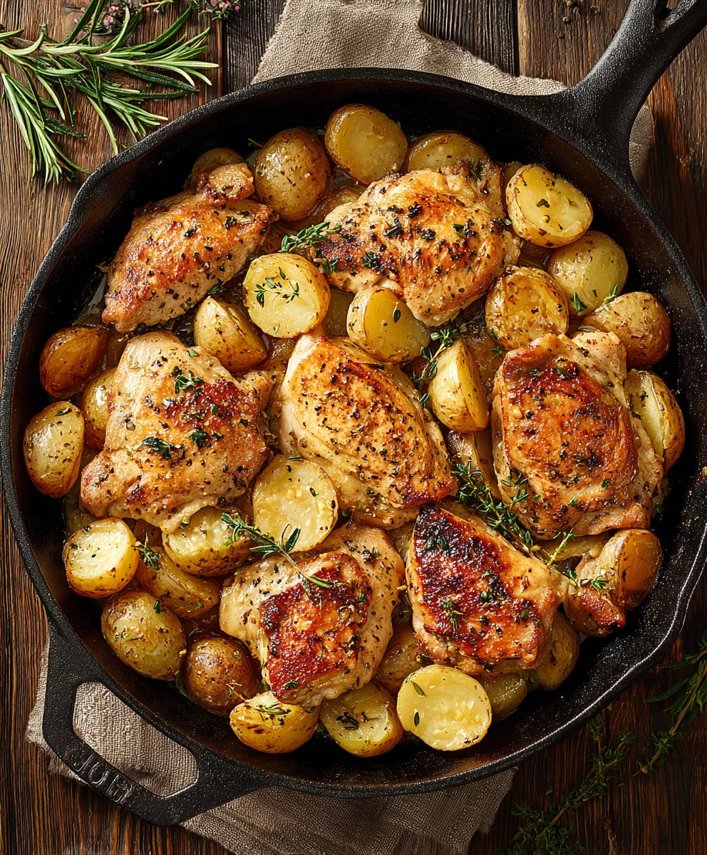 Garlic Butter Chicken & Potatoes Skillet: Easy One-Pan Meal!