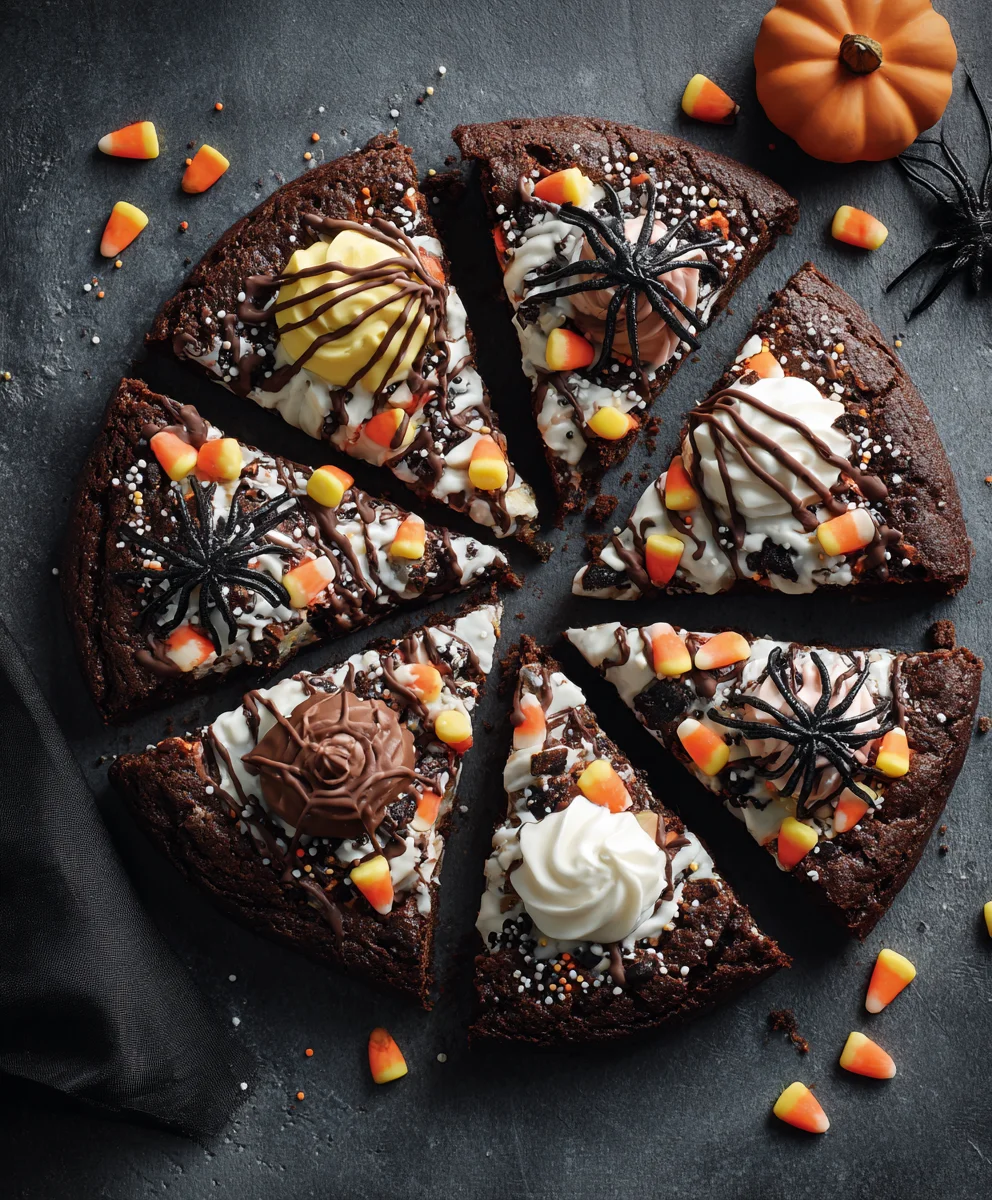 Happy Halloween Brownie Pizza - Spooky Dessert!