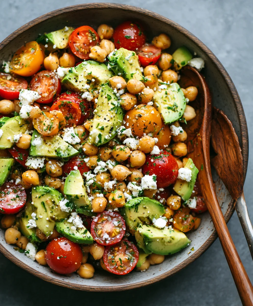 Vibrant Chickpea Feta Avocado Salad – Simple & Delicious