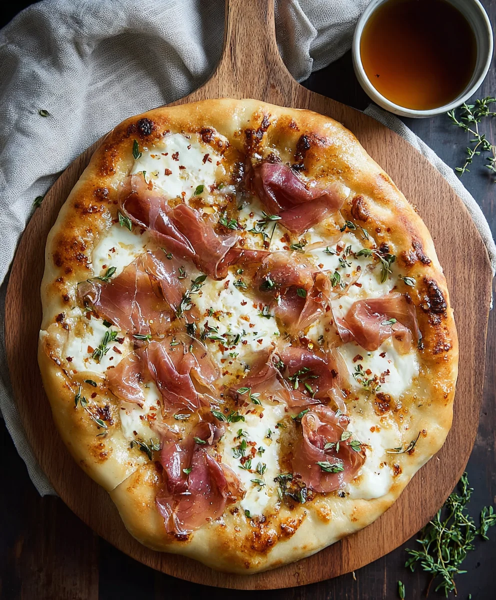 Irresistible White Pizza: Beef Prosciutto & Spicy Hot Honey