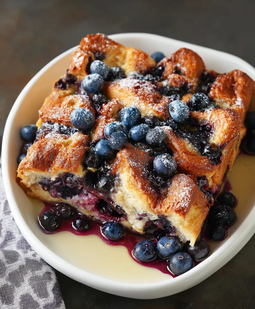 Overnight Blueberry French Toast Casserole-Easy Breakfast