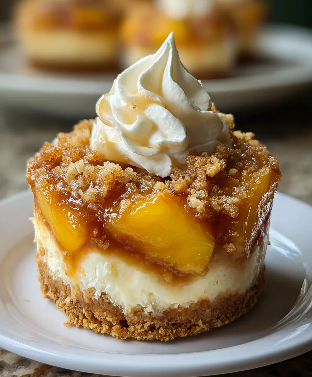 Stuffed Peach Cobbler Mini Cheesecake Delight