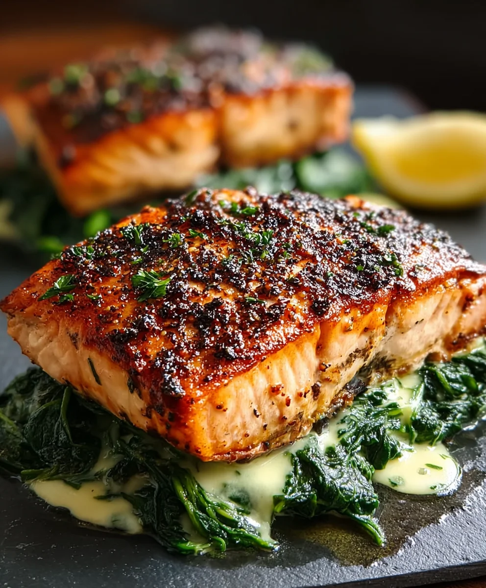 Blackened Spinach Salmon-Delicious Stuffed Seafood