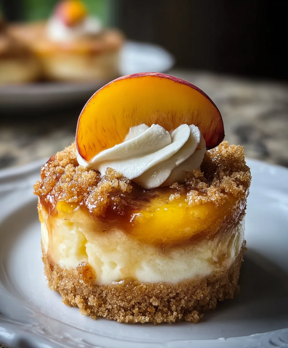 Stuffed Peach Cobbler Mini Cheesecake Delight