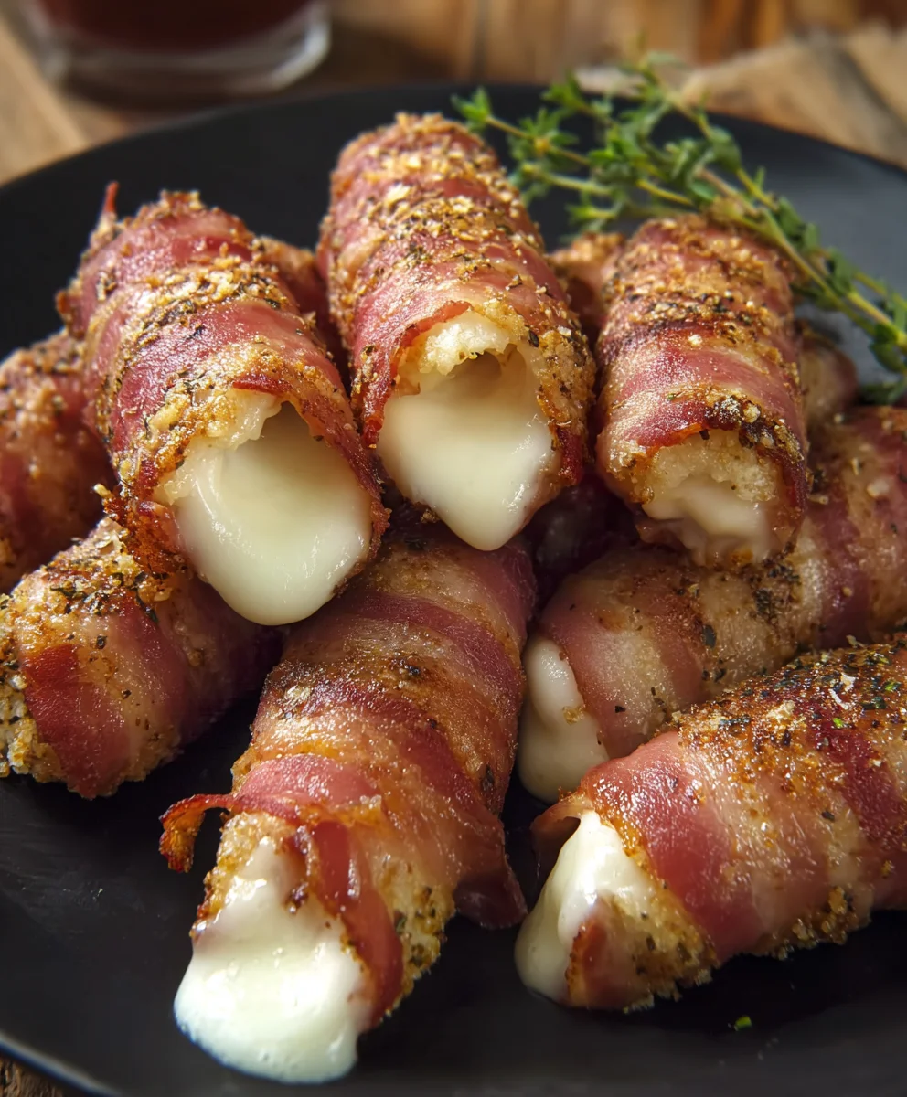 Beef Bacon-Wrapped Mozzarella Sticks Recipe