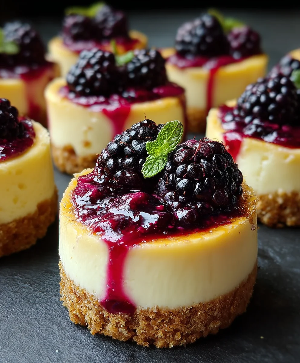 Lemon Raspberry Blackberry Mini Cheesecakes