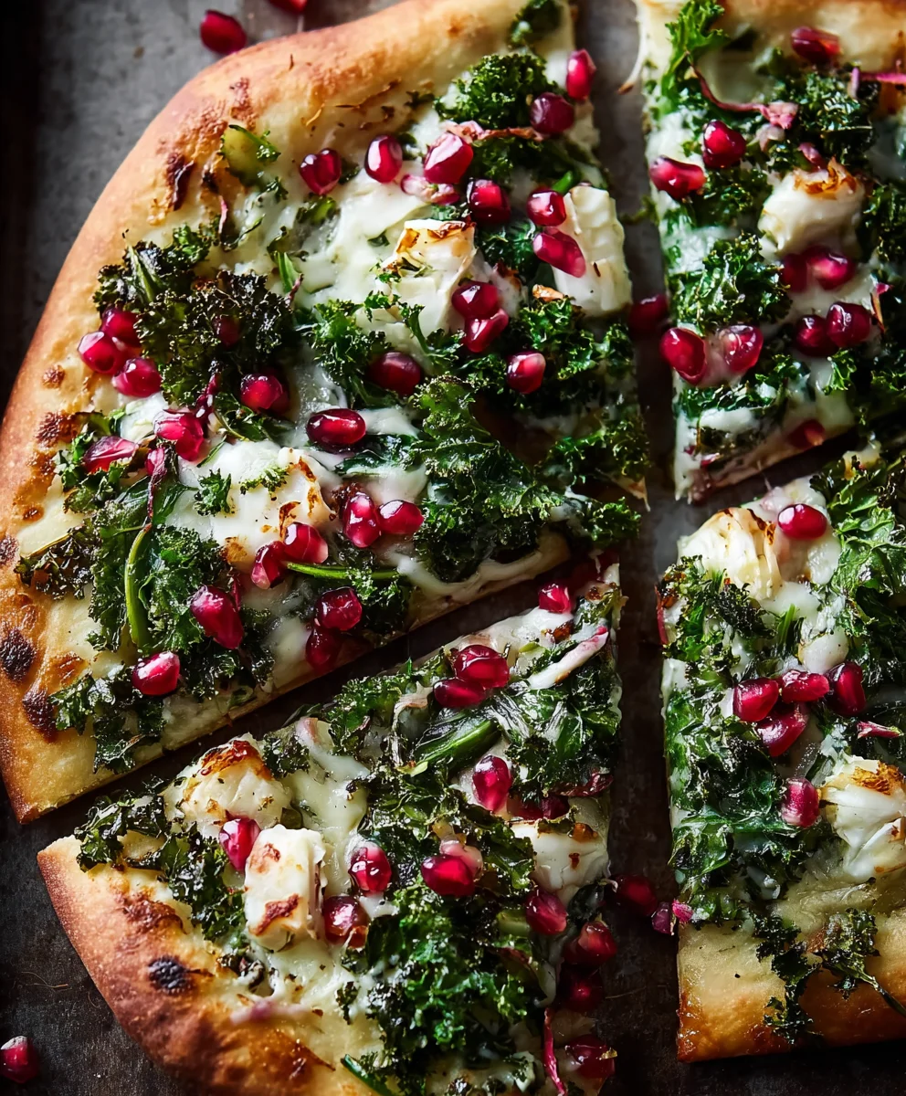 Winter Greens Pomegranate Pizza - Fresh & Flavorful