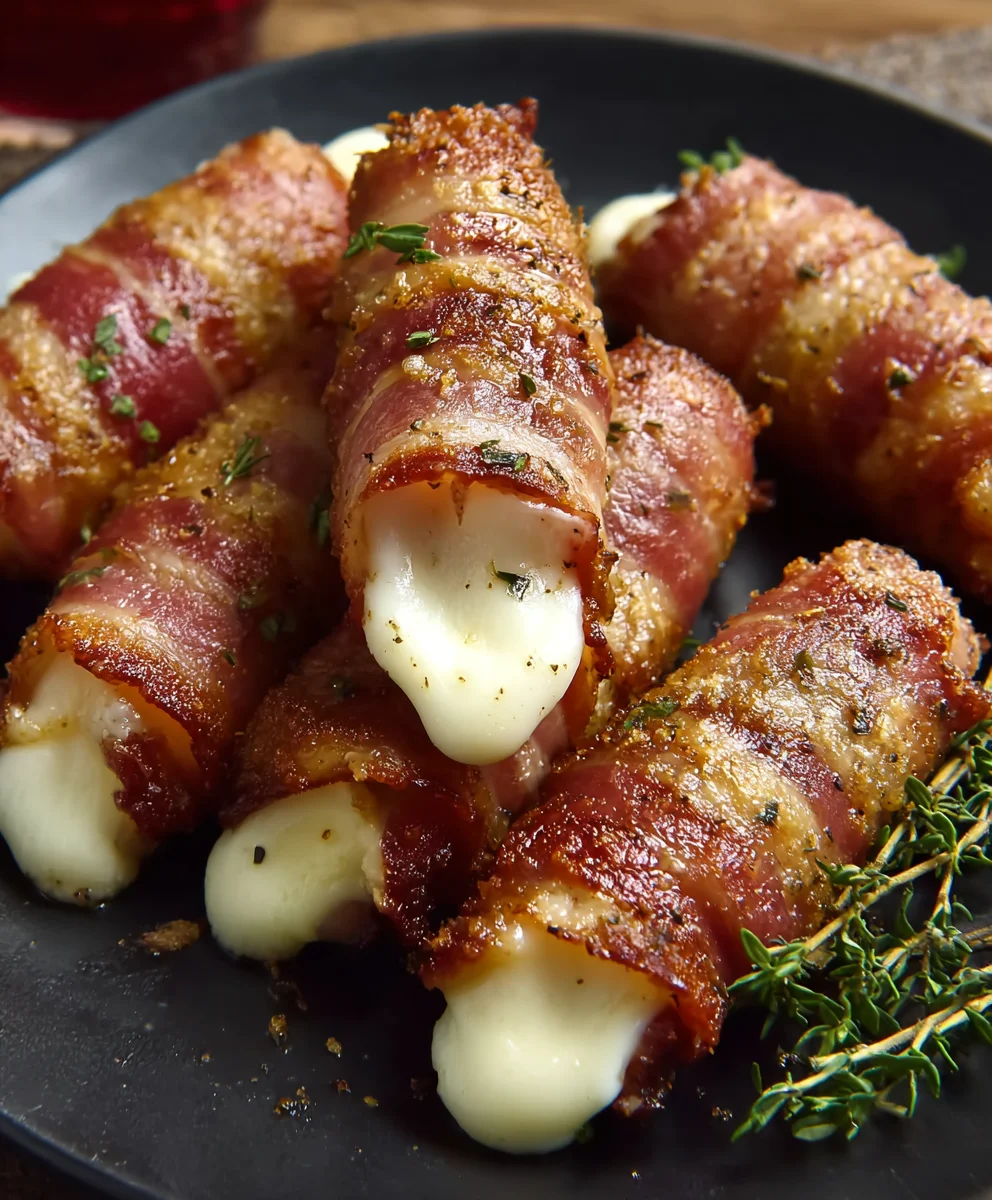 Beef Bacon-Wrapped Mozzarella Sticks Recipe