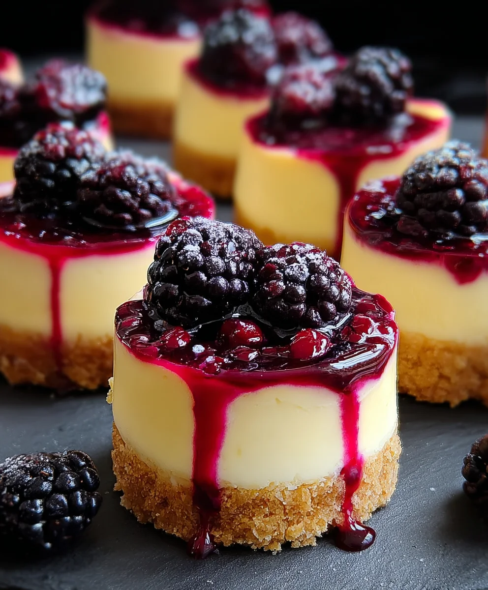 Lemon Raspberry Blackberry Mini Cheesecakes