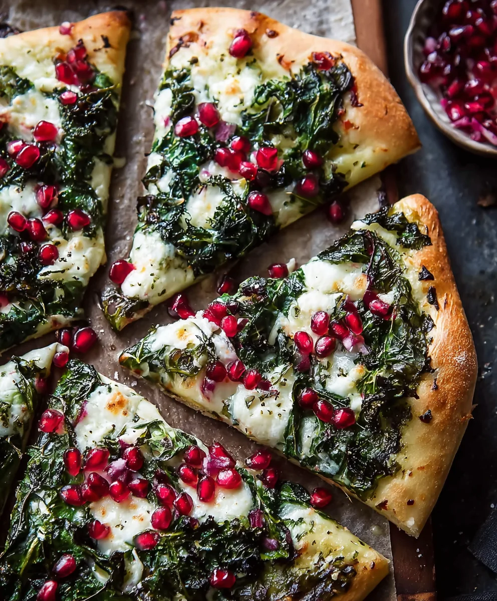 Winter Greens Pomegranate Pizza - Fresh & Flavorful