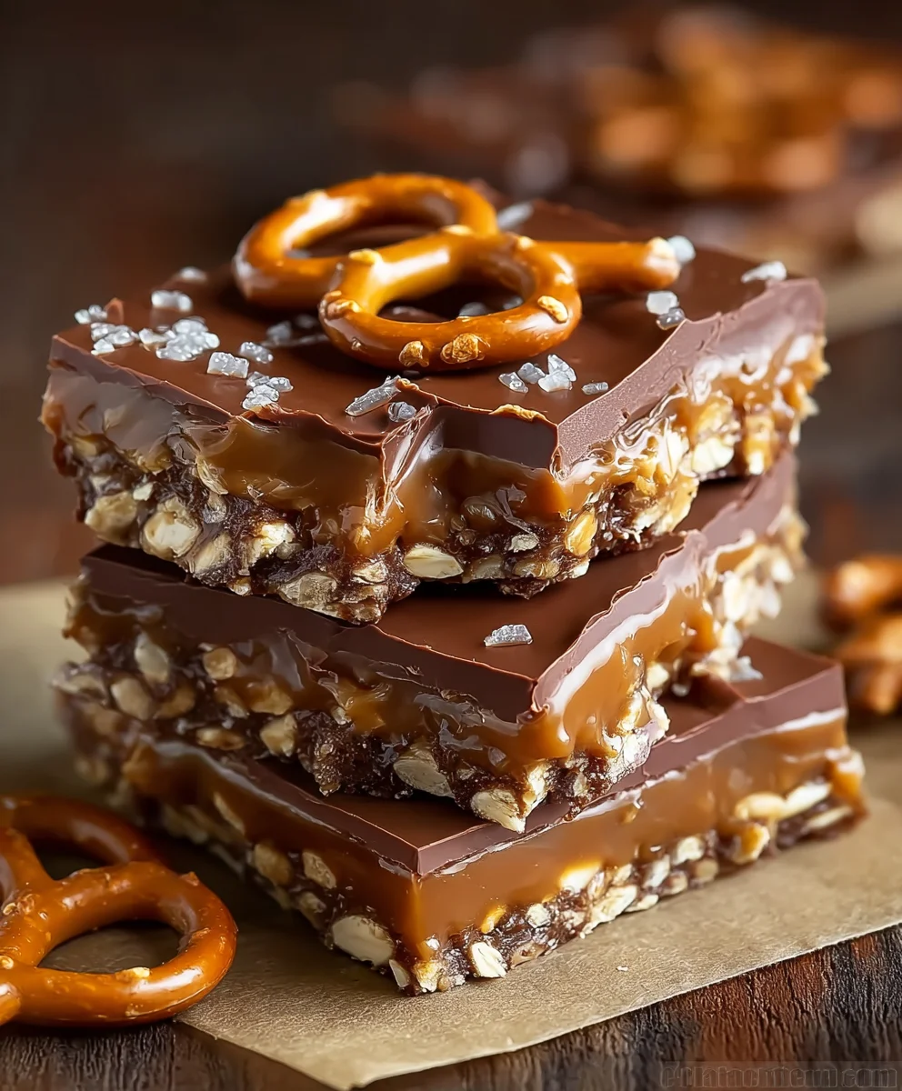 Easy Caramel Pretzel Bars-Sweet Salty Treat