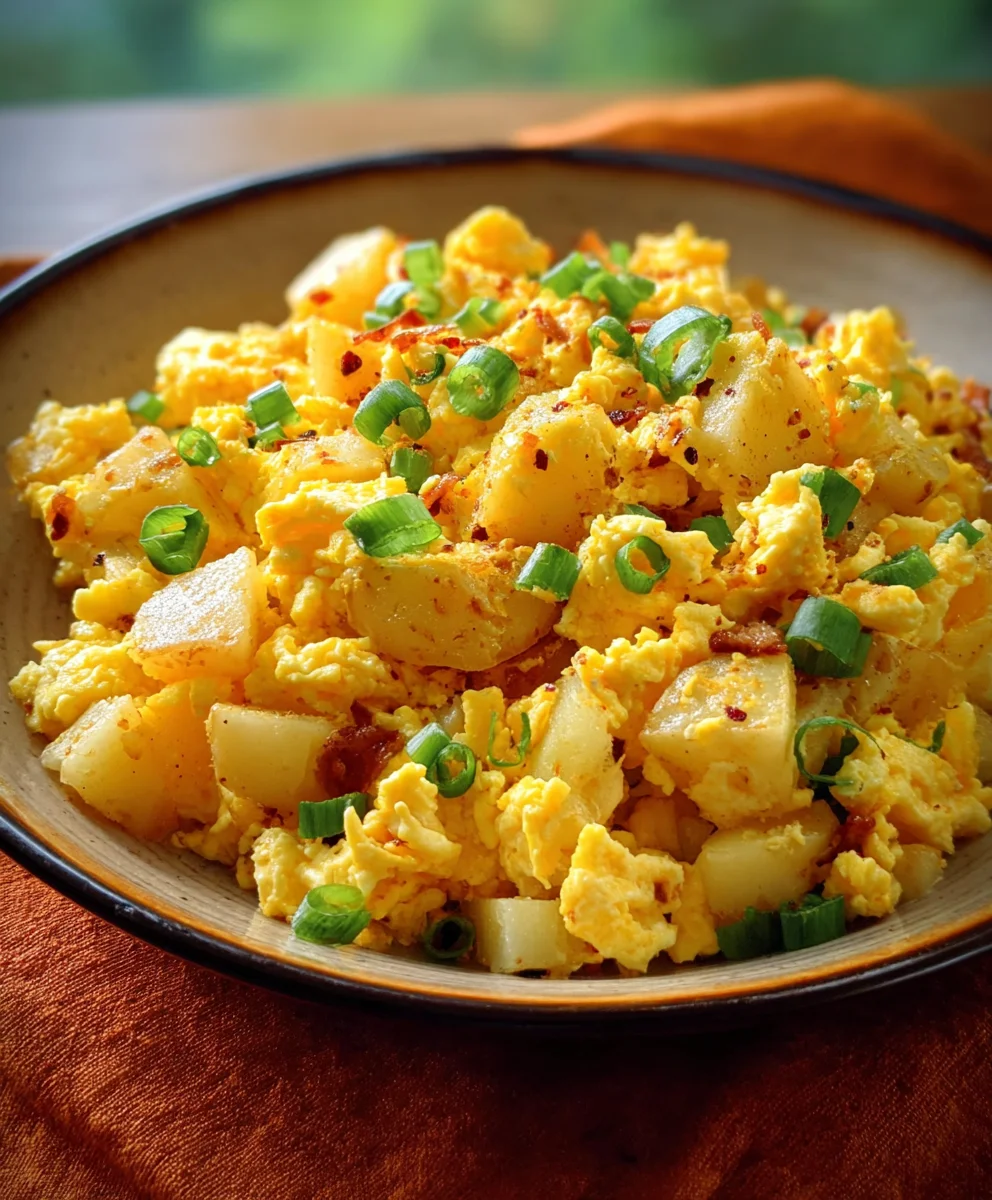 Cheesy Potato Egg Scramble - Quick Delicious Breakfast