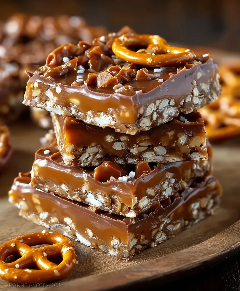 Easy Caramel Pretzel Bars-Sweet Salty Treat