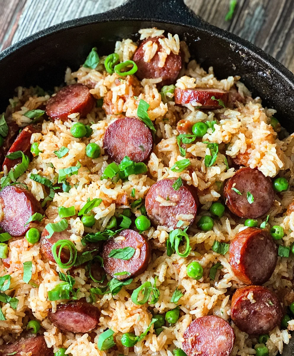 Easy Beef Kielbasa Rice Skillet Dinner