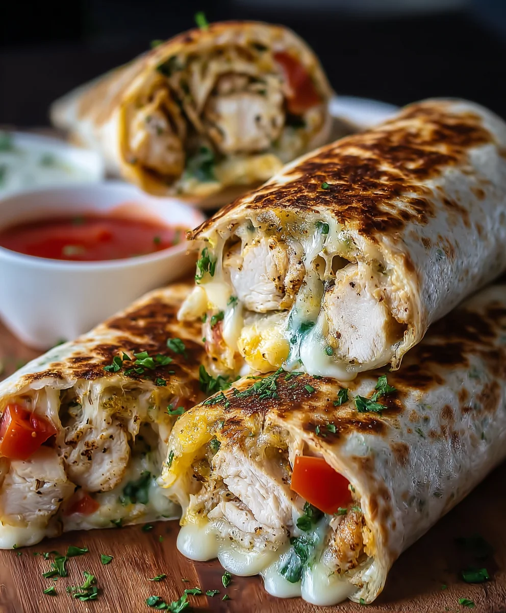 Cheesy Garlic Chicken Wraps-Quick Easy Meal
