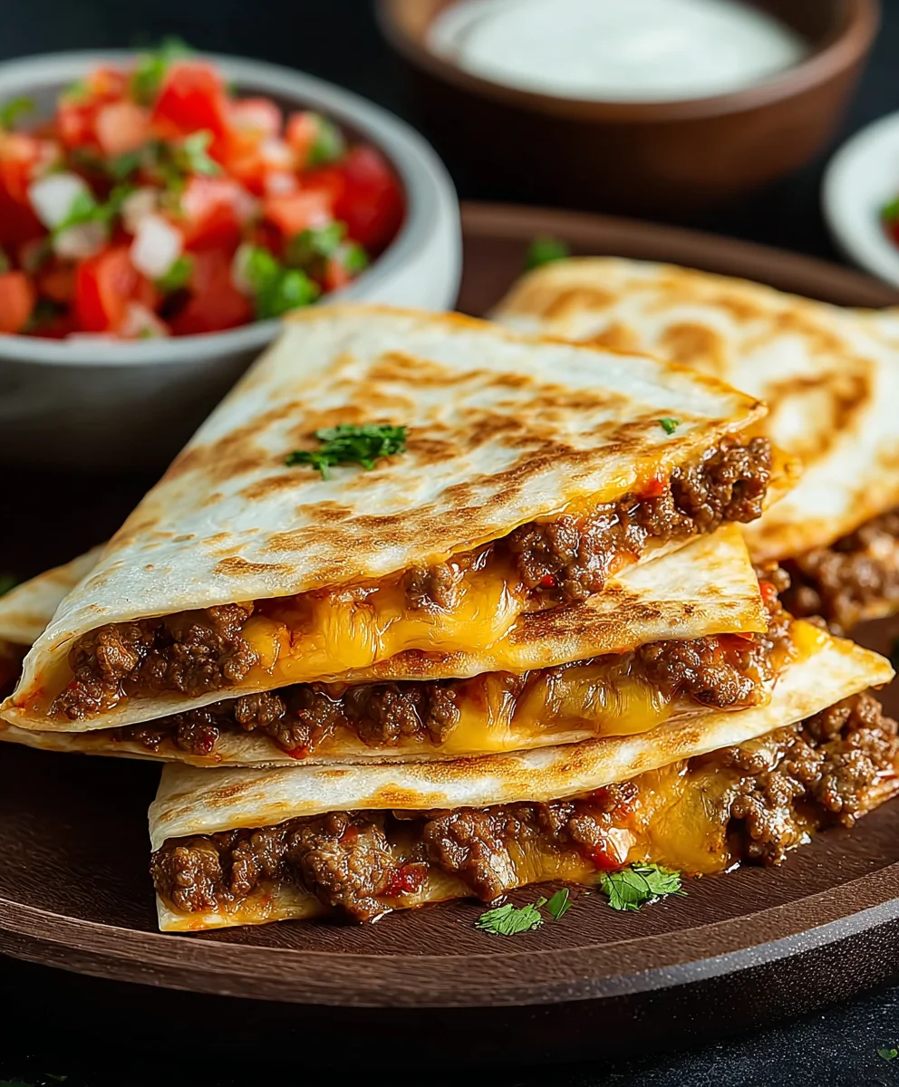 Cheesy Ground Beef Quesadillas - Quick Easy Meal