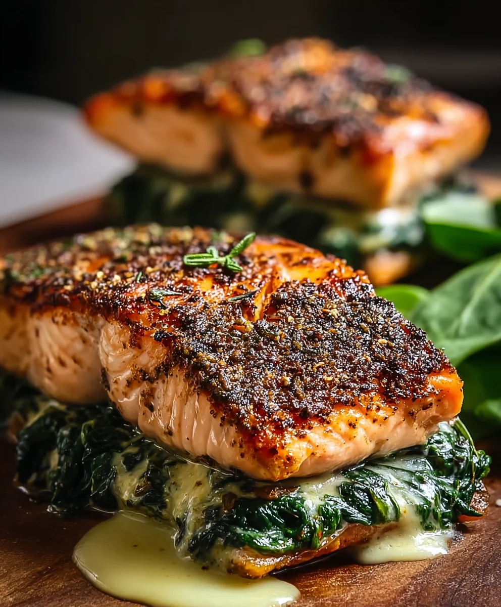 Blackened Spinach Salmon- Delicious & Easy Recipe