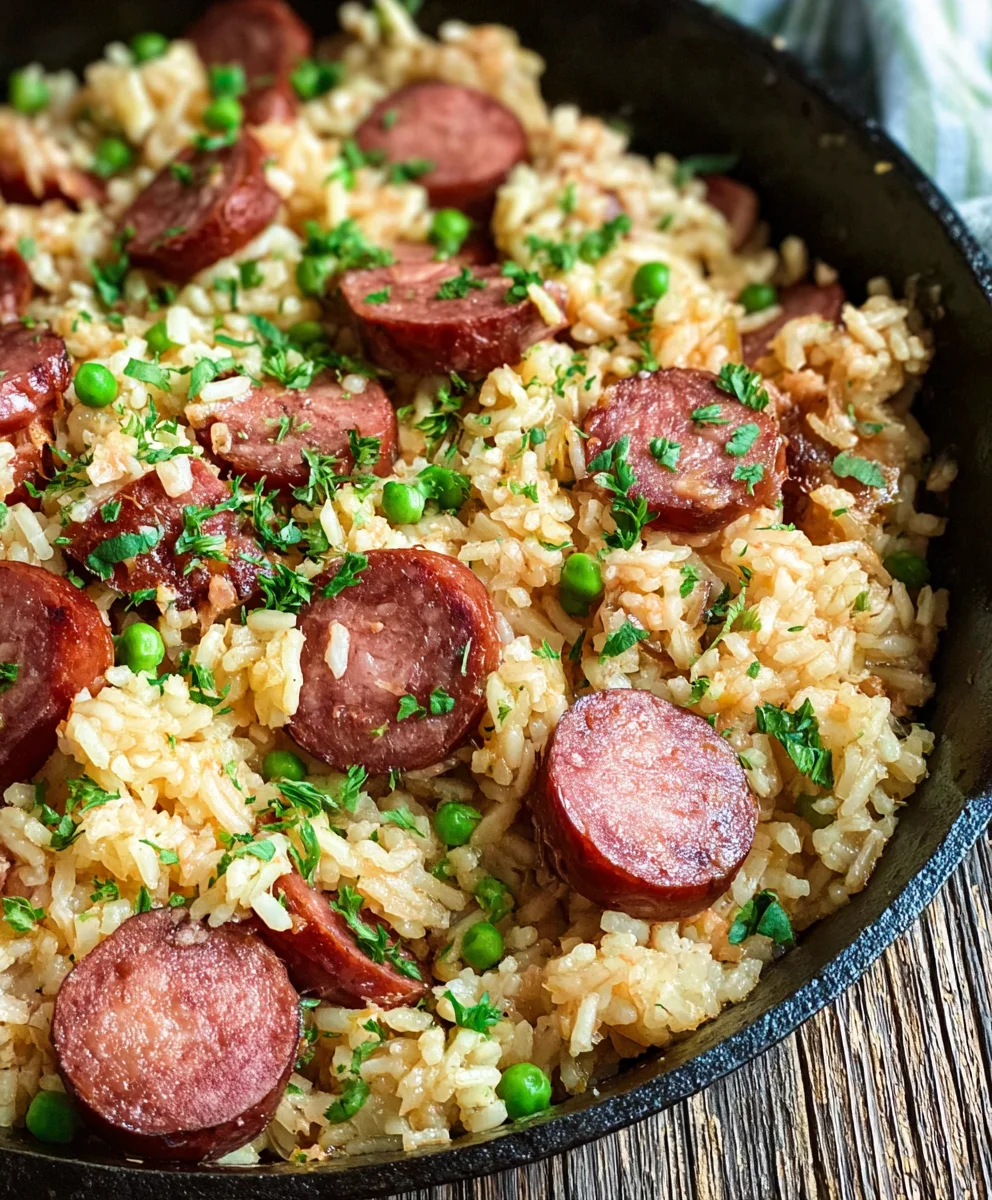Easy Beef Kielbasa Rice Skillet Dinner