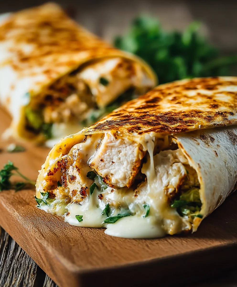Cheesy Garlic Chicken Wraps-Quick Easy Meal