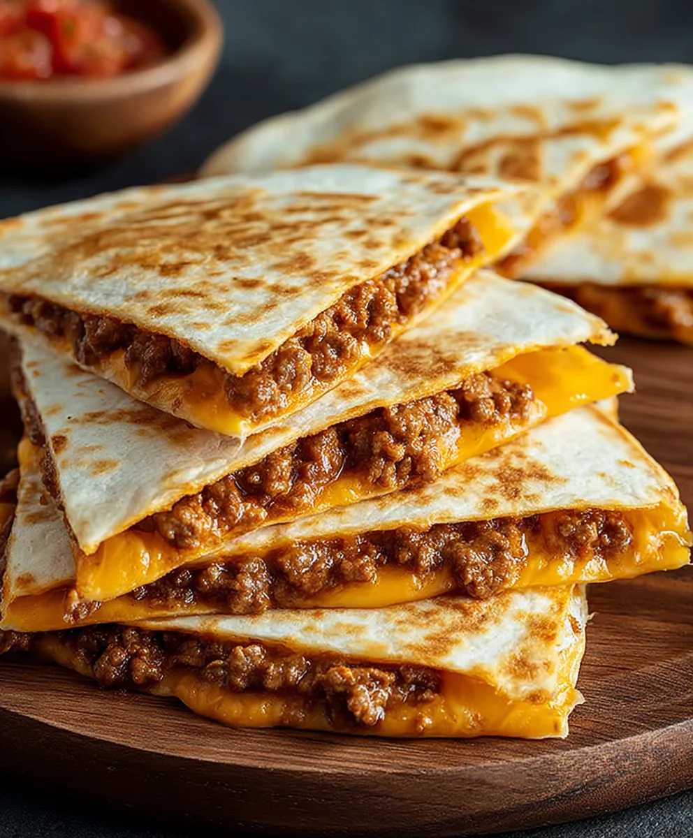 Cheesy Ground Beef Quesadillas - Quick Easy Meal