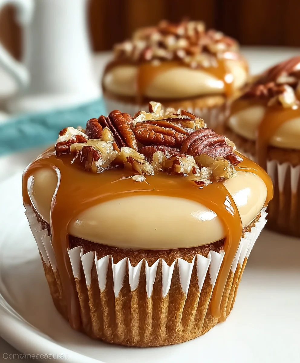 Caramel Pecan Cupcakes-Rich Delicious Homemade Treat