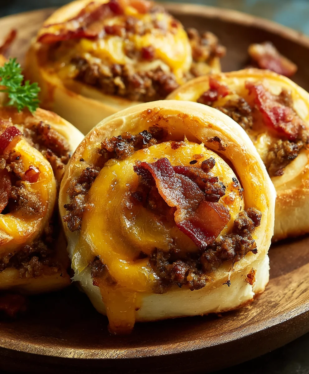 Beef Bacon Cheeseburger Rolls-Easy Delicious Recipe