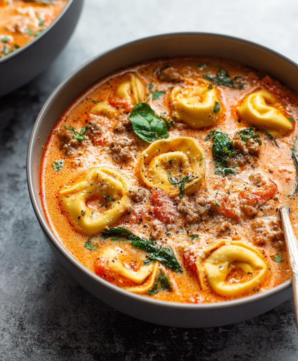 Hearty Crockpot Tortellini Soup with Savory Beef Sausage