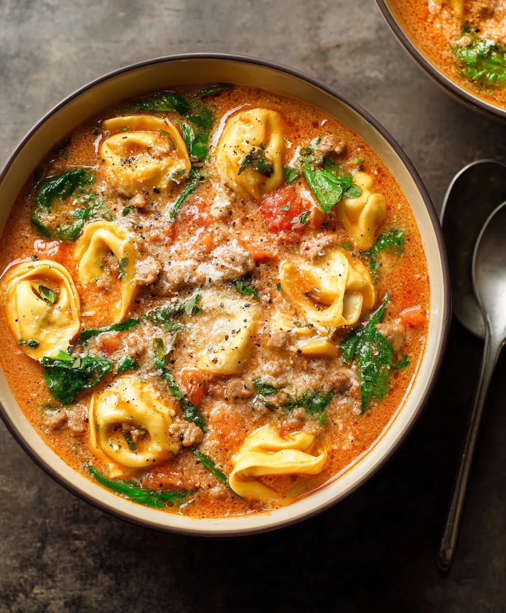 Hearty Crockpot Tortellini Soup with Savory Beef Sausage