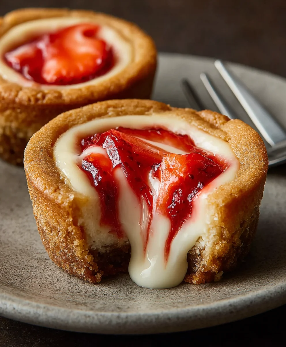 Strawberry Swirl Cheesecake Cookie Cups-Easy Treat