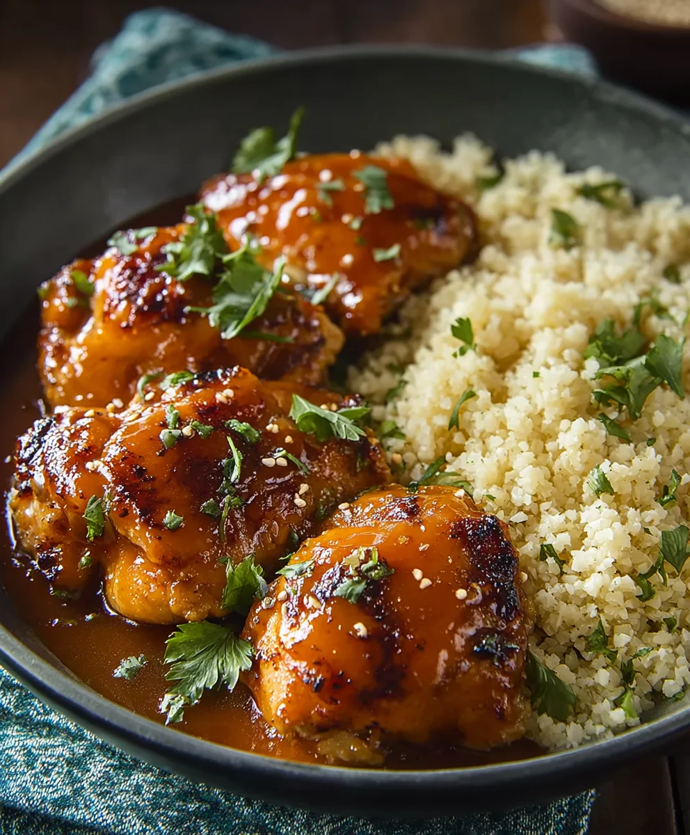 Easy 3-Ingredient Apricot Chicken & Cauliflower Rice