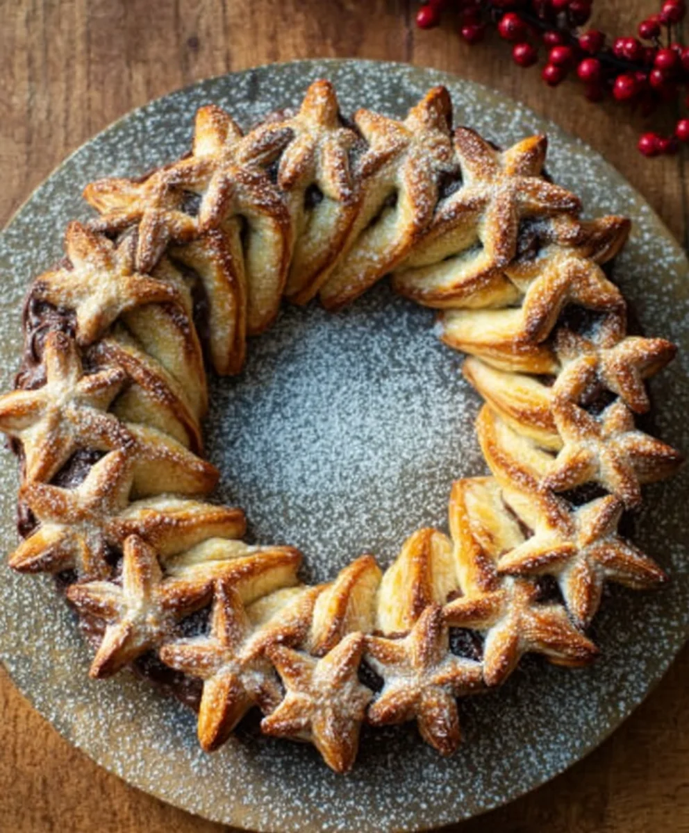Nutella Puff Pastry Star Wreath-Easy Holiday Treat