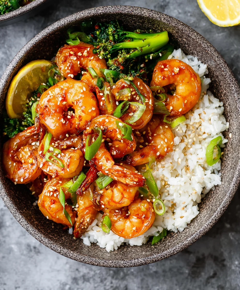 Easy Honey Garlic Shrimp Bowls-Quick Dinner