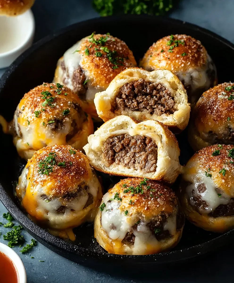 Garlic Parmesan Cheeseburger Bombs - Irresistible Bites