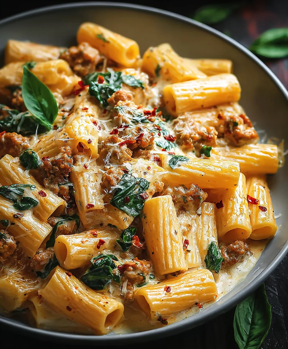 Creamy Beef Sausage Rigatoni - Easy Weeknight Dinner
