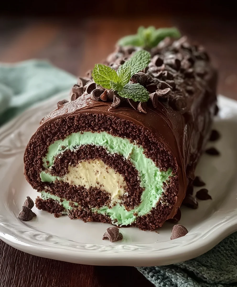 Mint Chocolate Roll Cake-Decadent & Easy Recipe