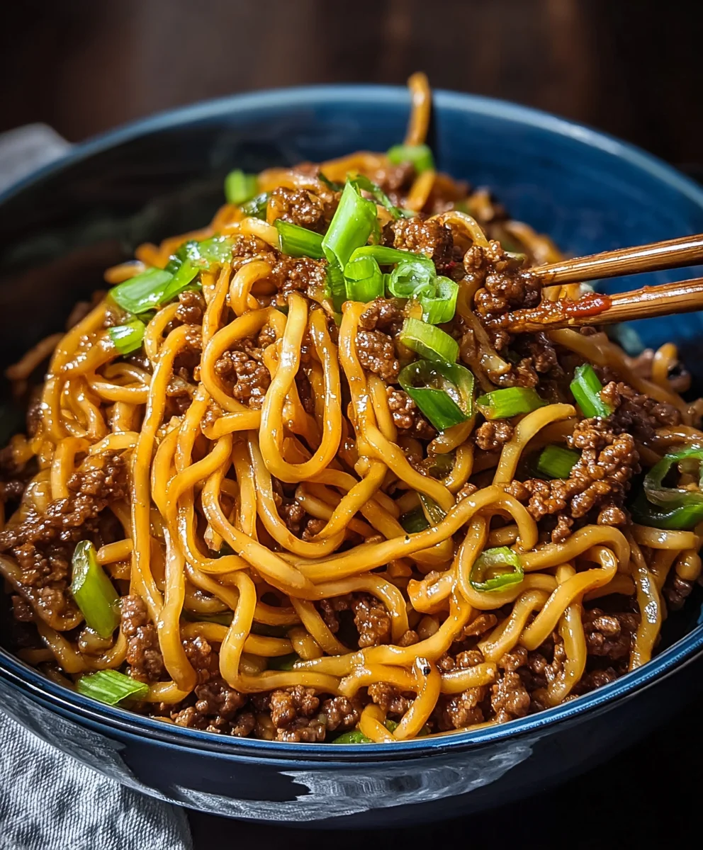 Quick Mongolian Ground Beef Noodles Recipe